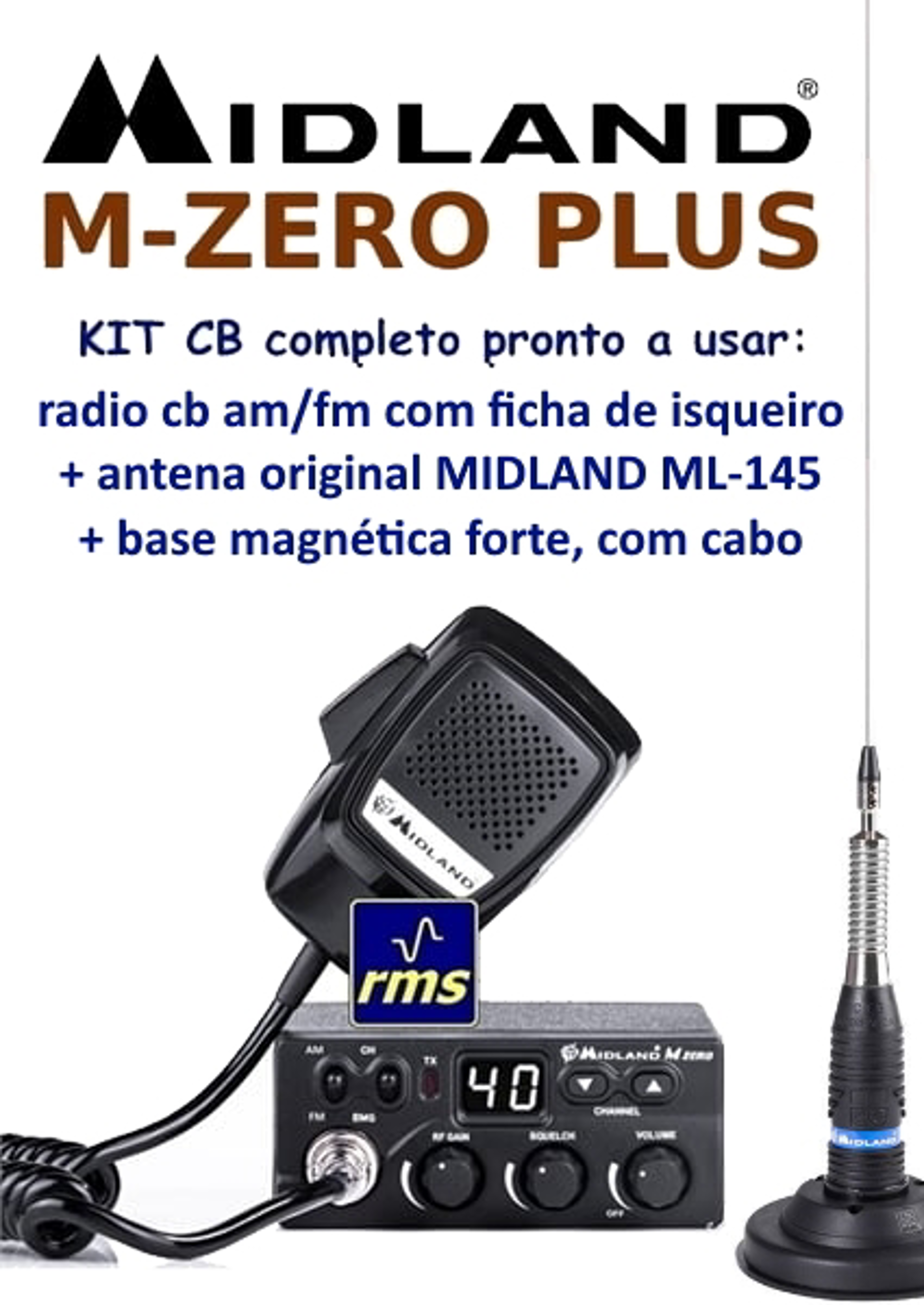 KIT CB M-ZERO + KIT-145 c/MIDLAND ML-145