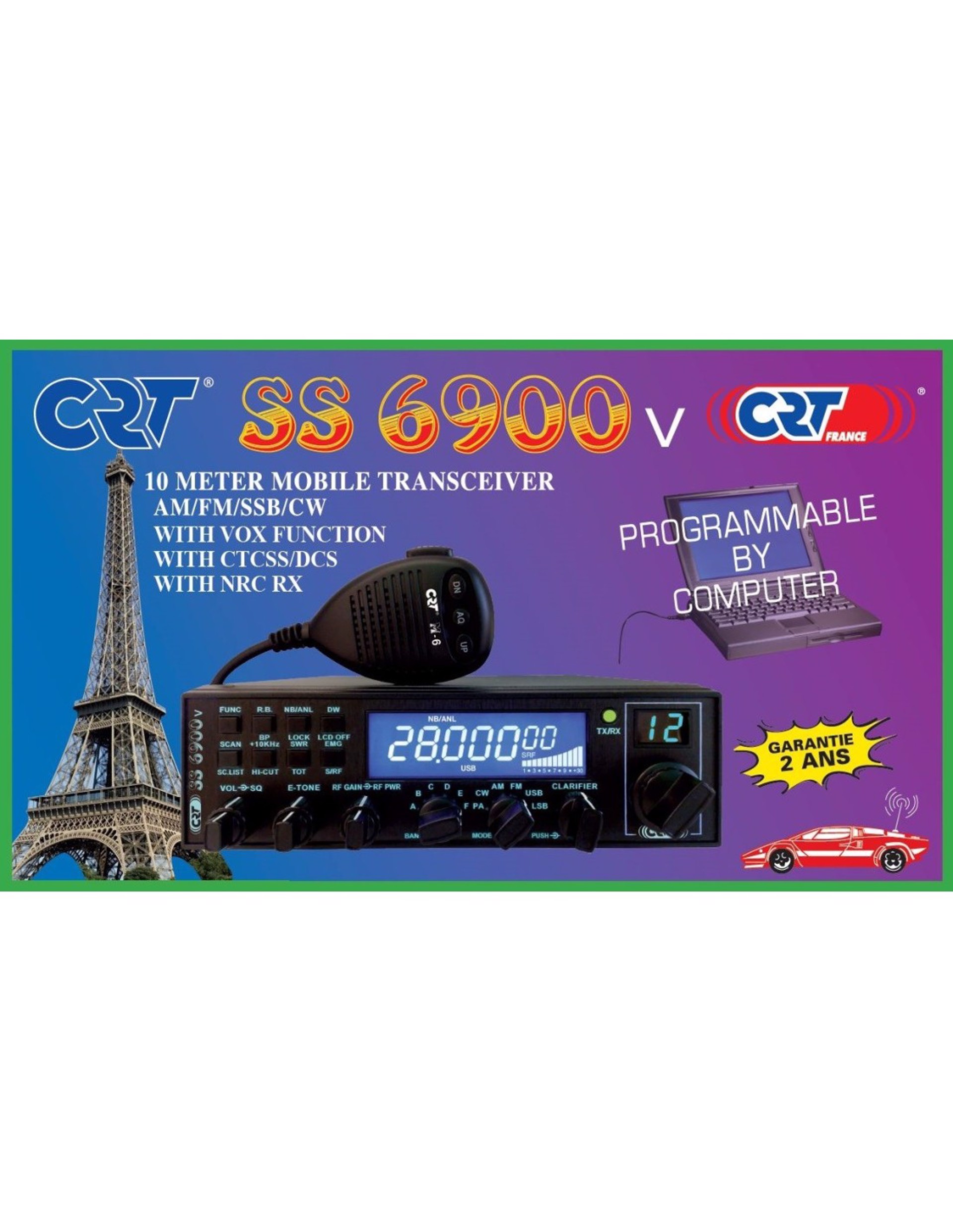 CRT SS-6900N-V8-STANDARD, transceptor 10mts/CTCSS/VOX/NRC